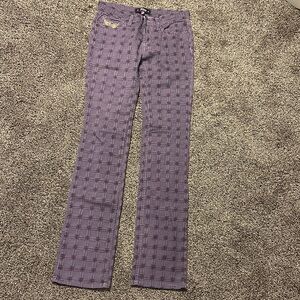 Abbey Dawn Lavender Checkered Straight Leg Pants